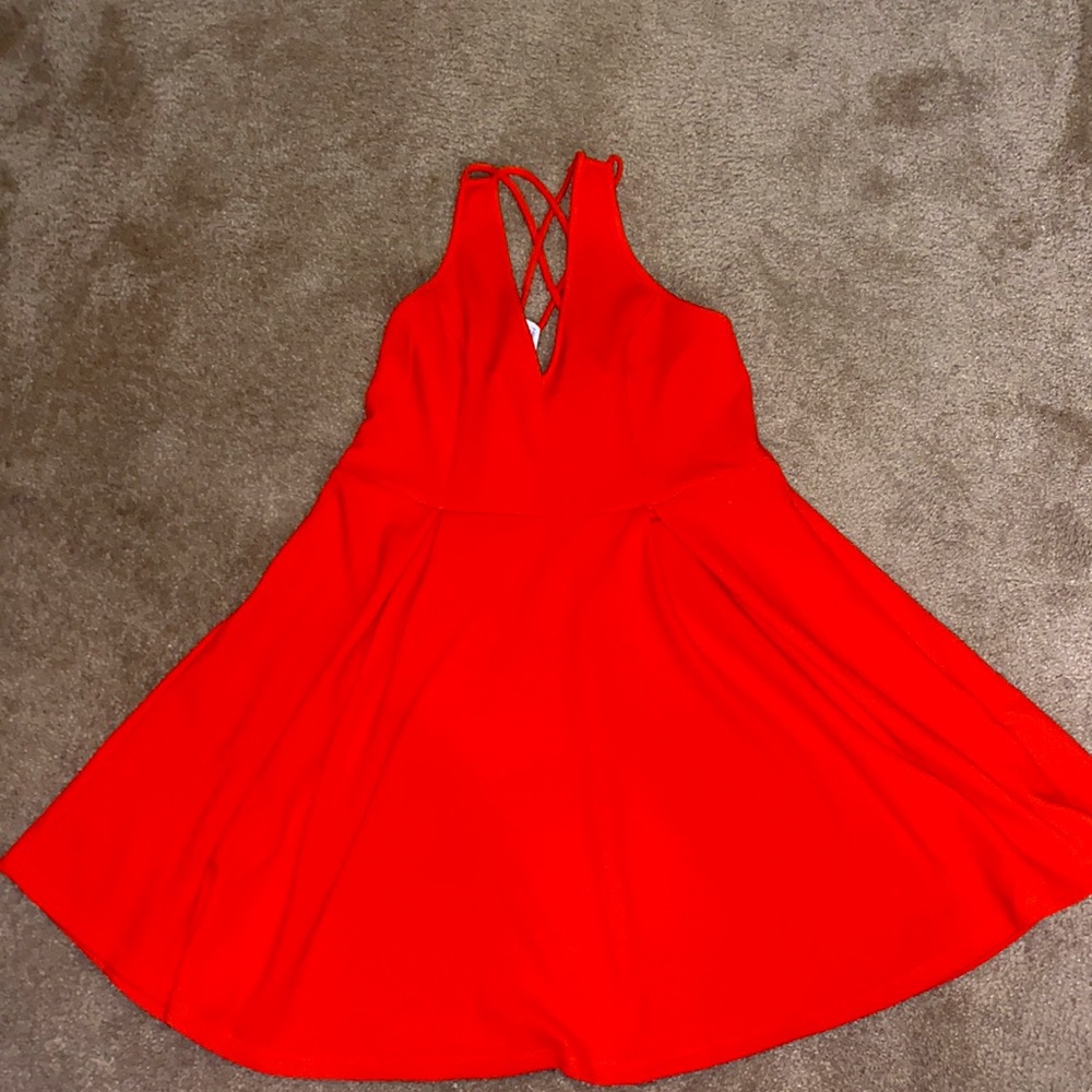 Orange V-neck Strappy Back Dress